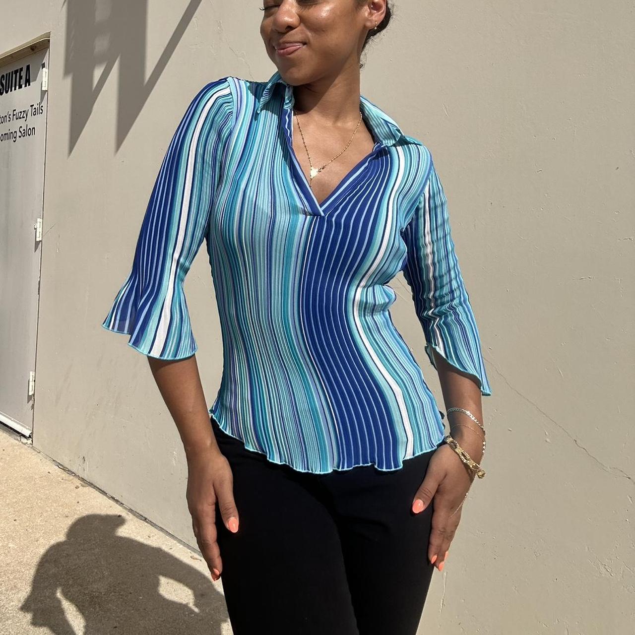 Cache Women's Blouse - Blue/Multi - XS – Y2K Shee… - image 4