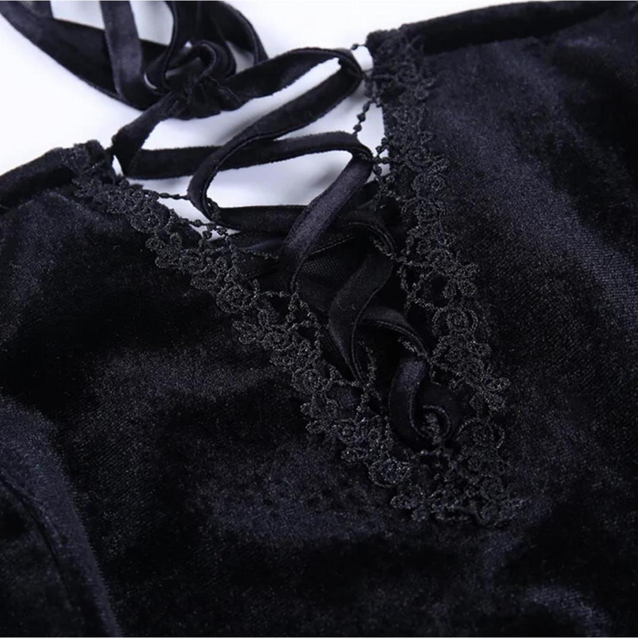 Black velvet gothic babydoll dress Features Velvet... Depop
