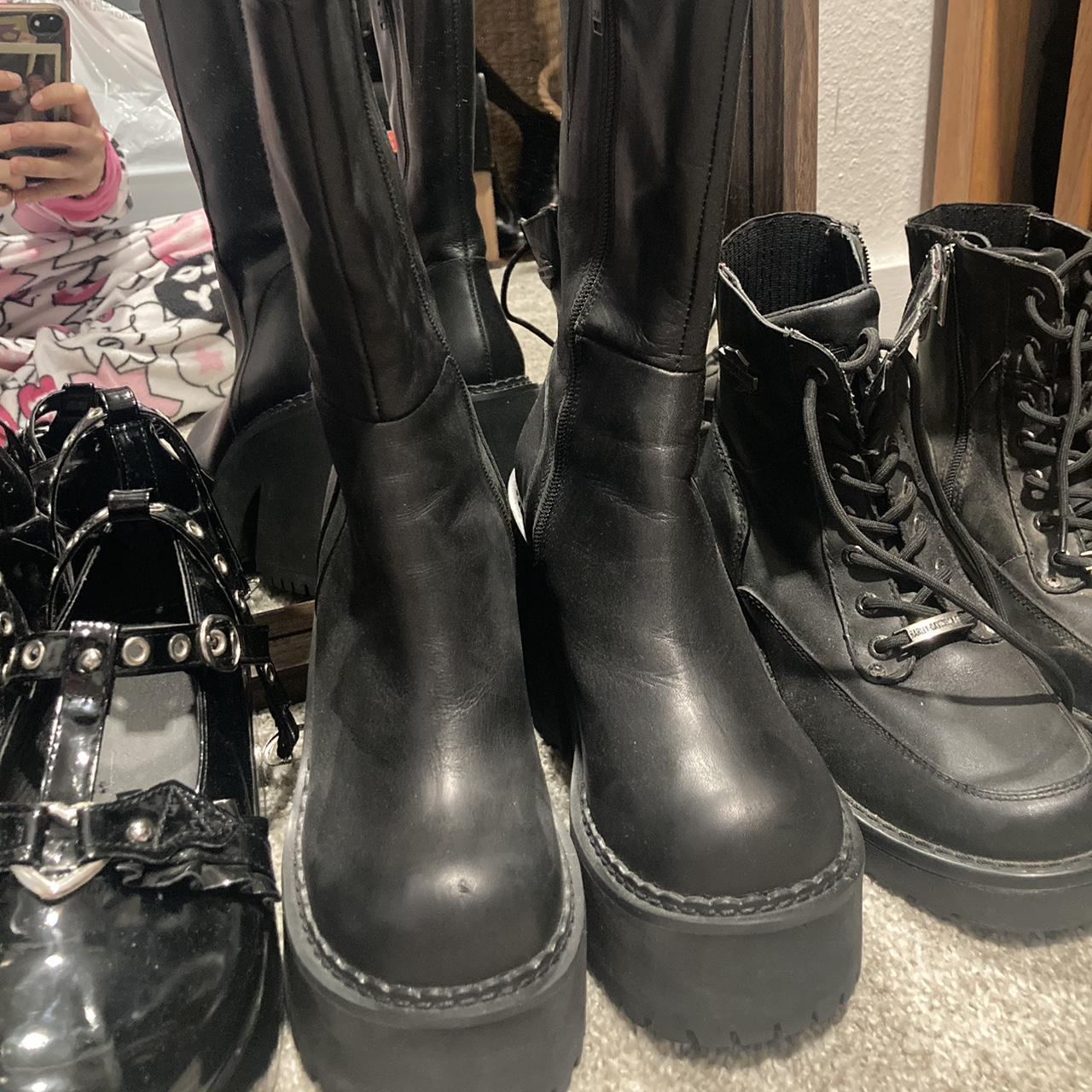 UNIF Women's Black Boots Depop