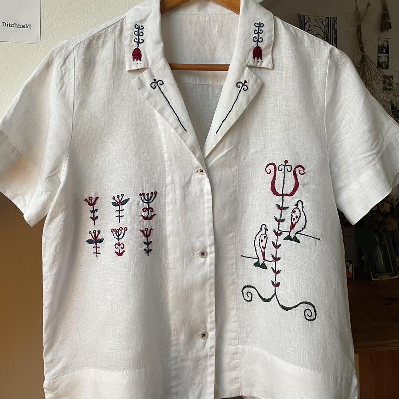 Hand embroidered shirt 🪡 Bespoke design by me... - Depop