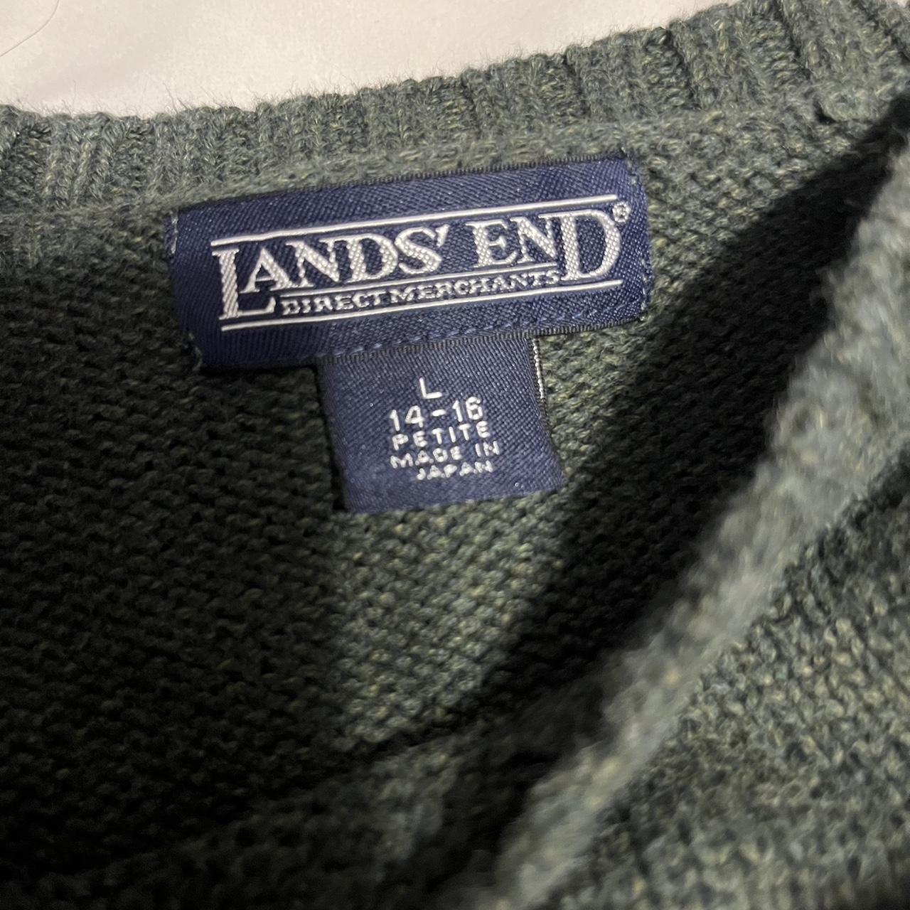 lands end petite dark green knit sweater marked size... Depop