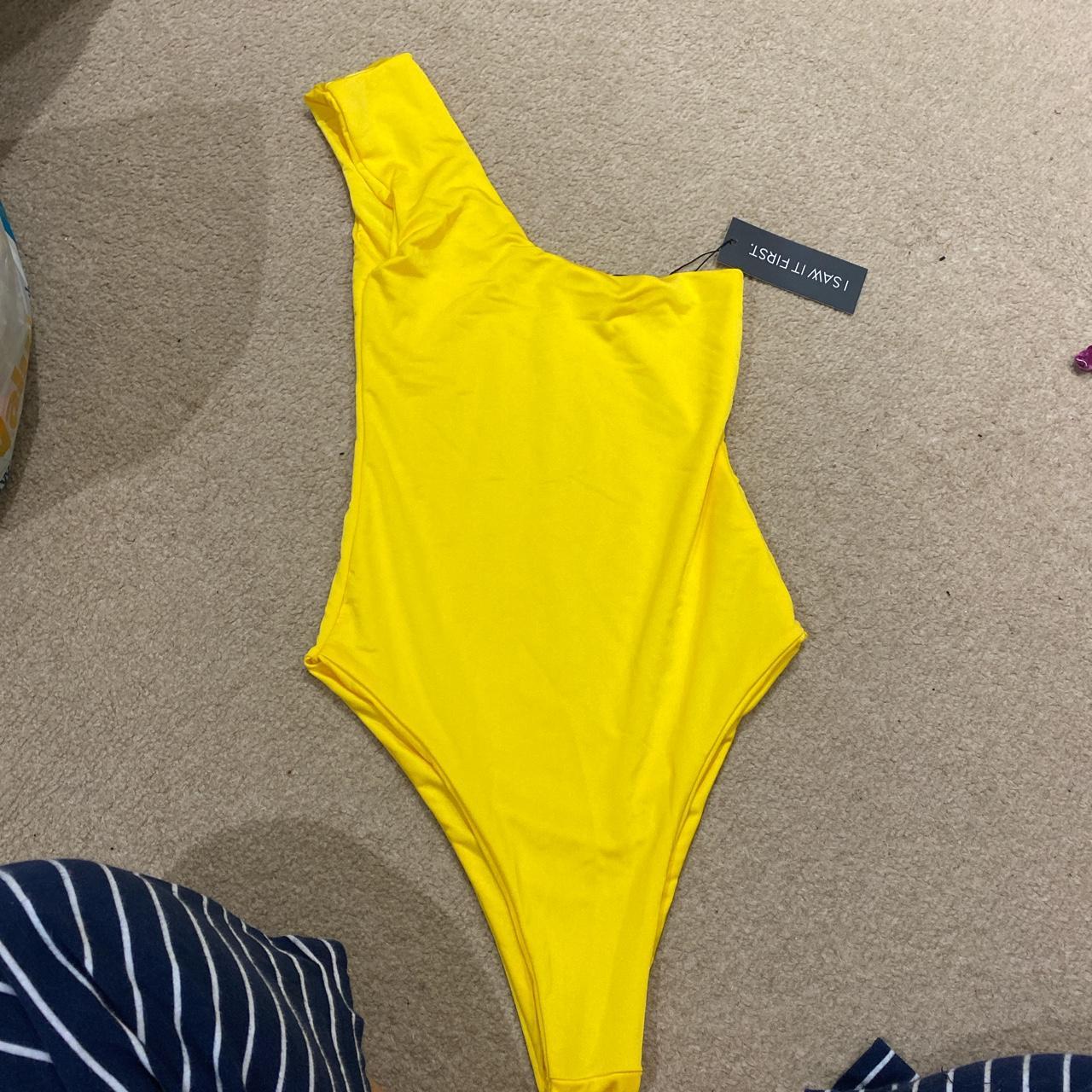 Yellow one shoulder ISawItFirst swimsuit Brand new... - Depop