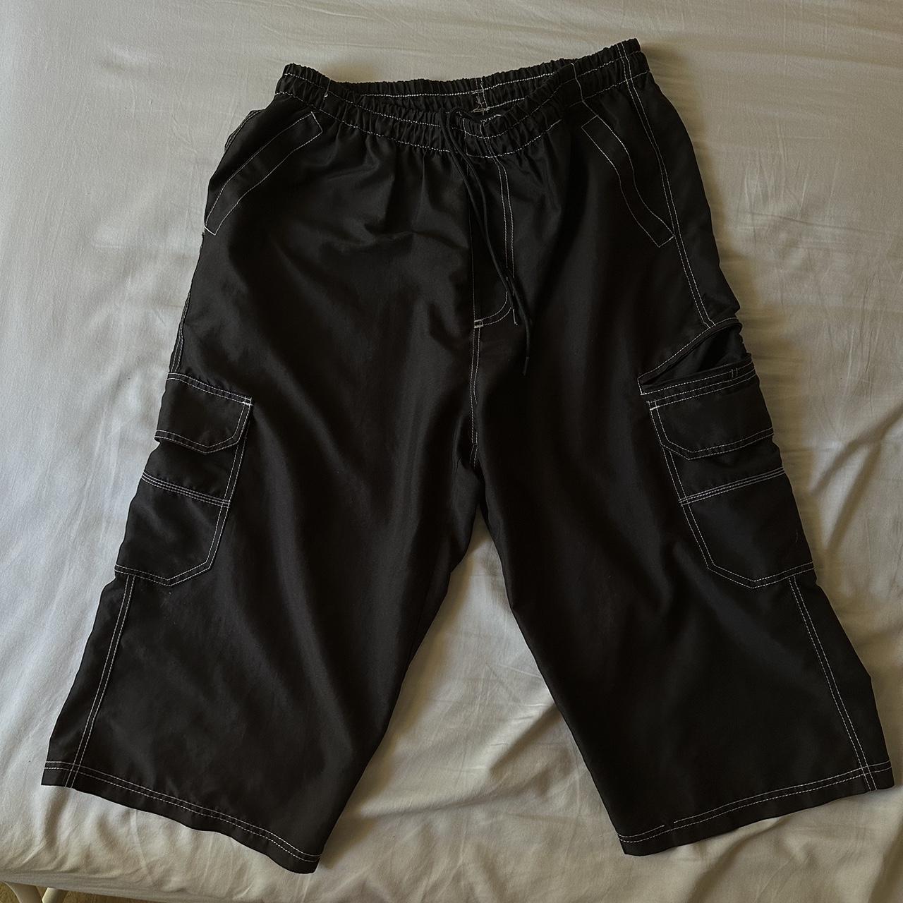 cutest black three quarter pants baggy shorts like - Depop