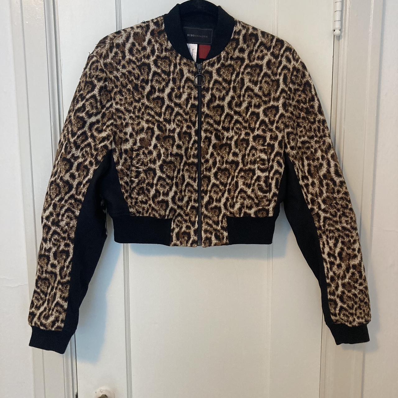 BCBG MAXAZRIA cheetah print bomber jacket. No size Depop