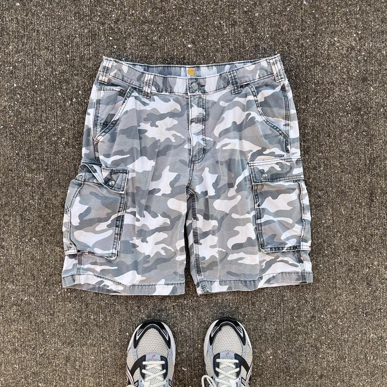 Carhartt Men S White And Grey Shorts Depop