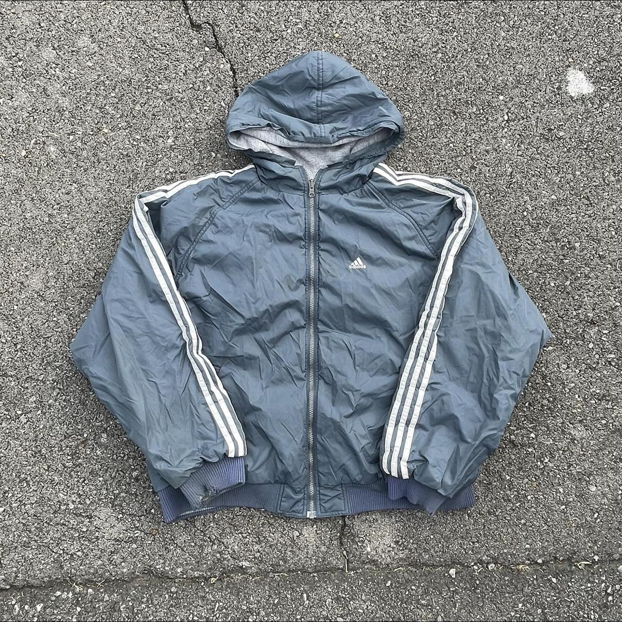 vintage adidas puffer jacket size: XL can fit a... - Depop