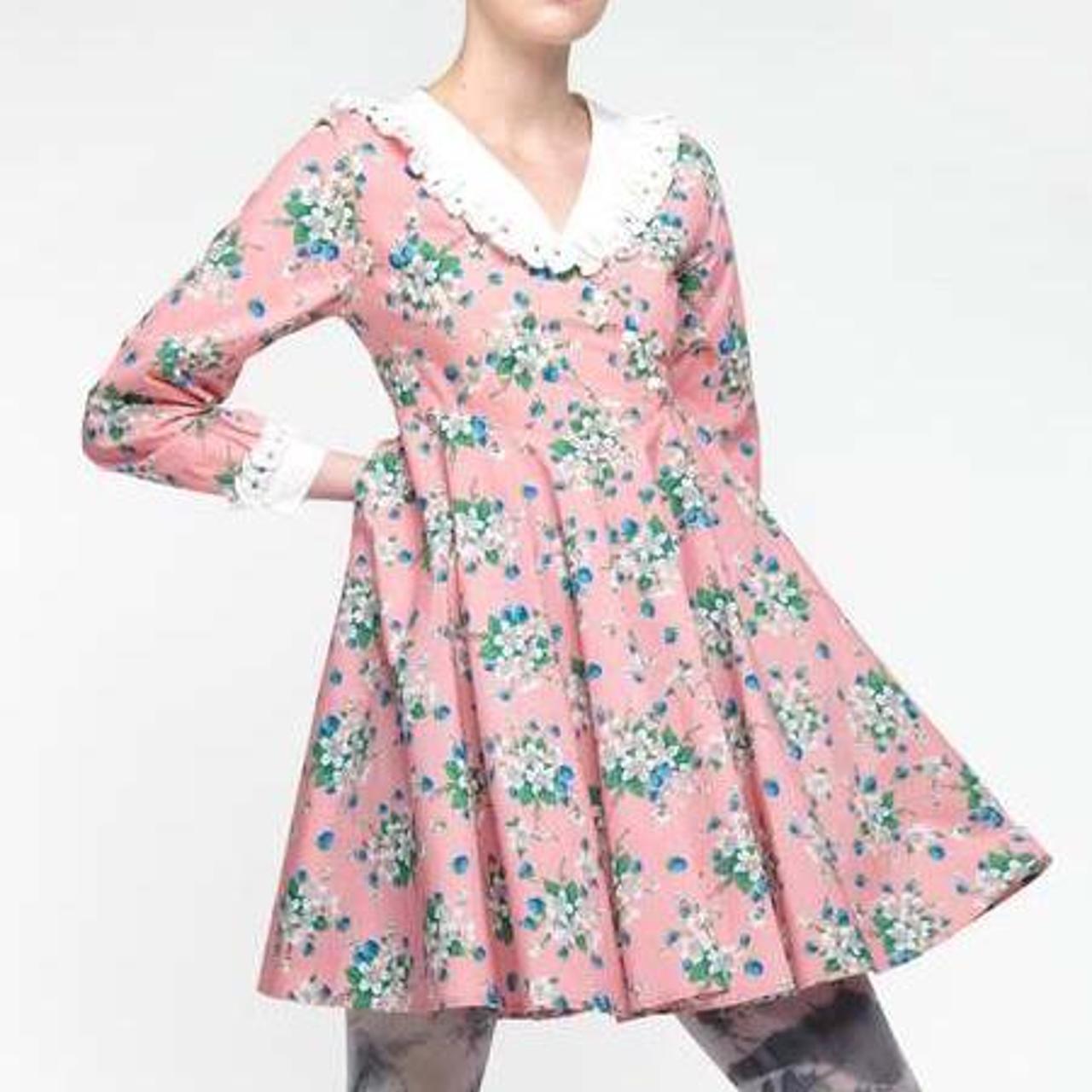 Batsheva Women's White and Pink Dress Depop