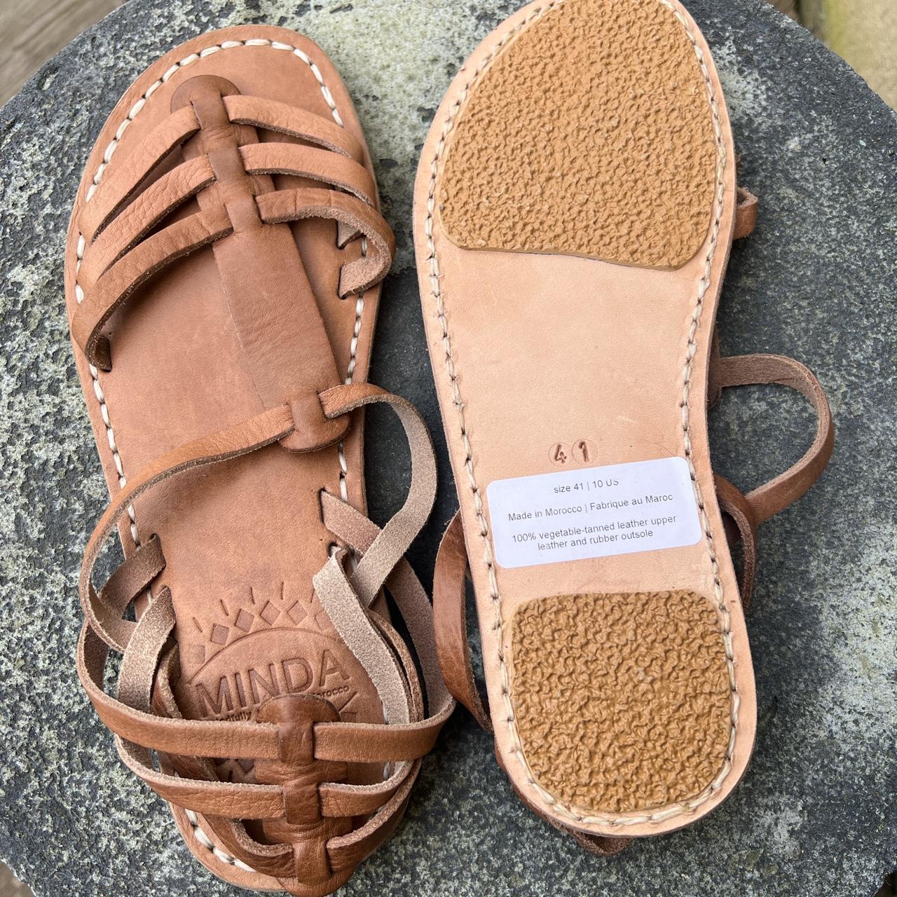 Anthropologie Women's Tan Sandals | Depop