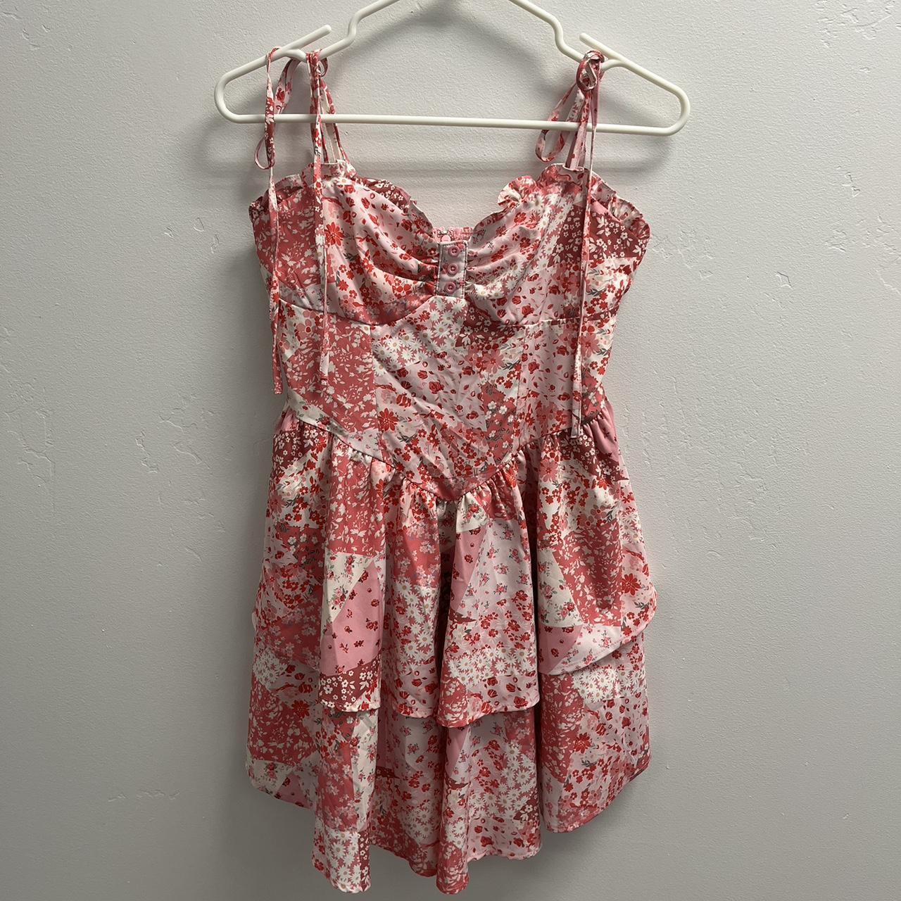 OH POLLY PINK FLORAL PRINT FLOWY DRESS FRESHLY DRY... - Depop