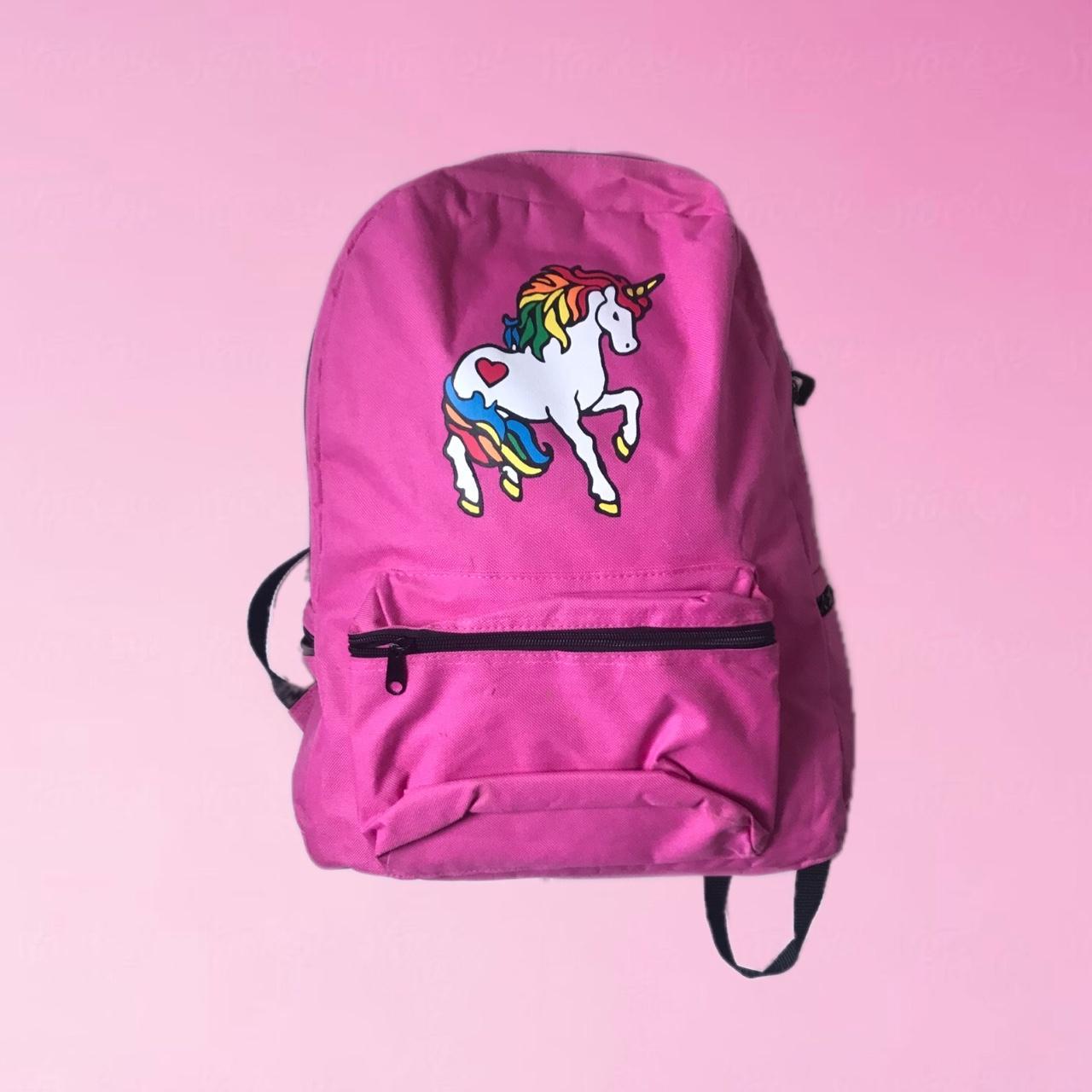 Pink rainbow unicorn backpack Adult sized backpack... - Depop