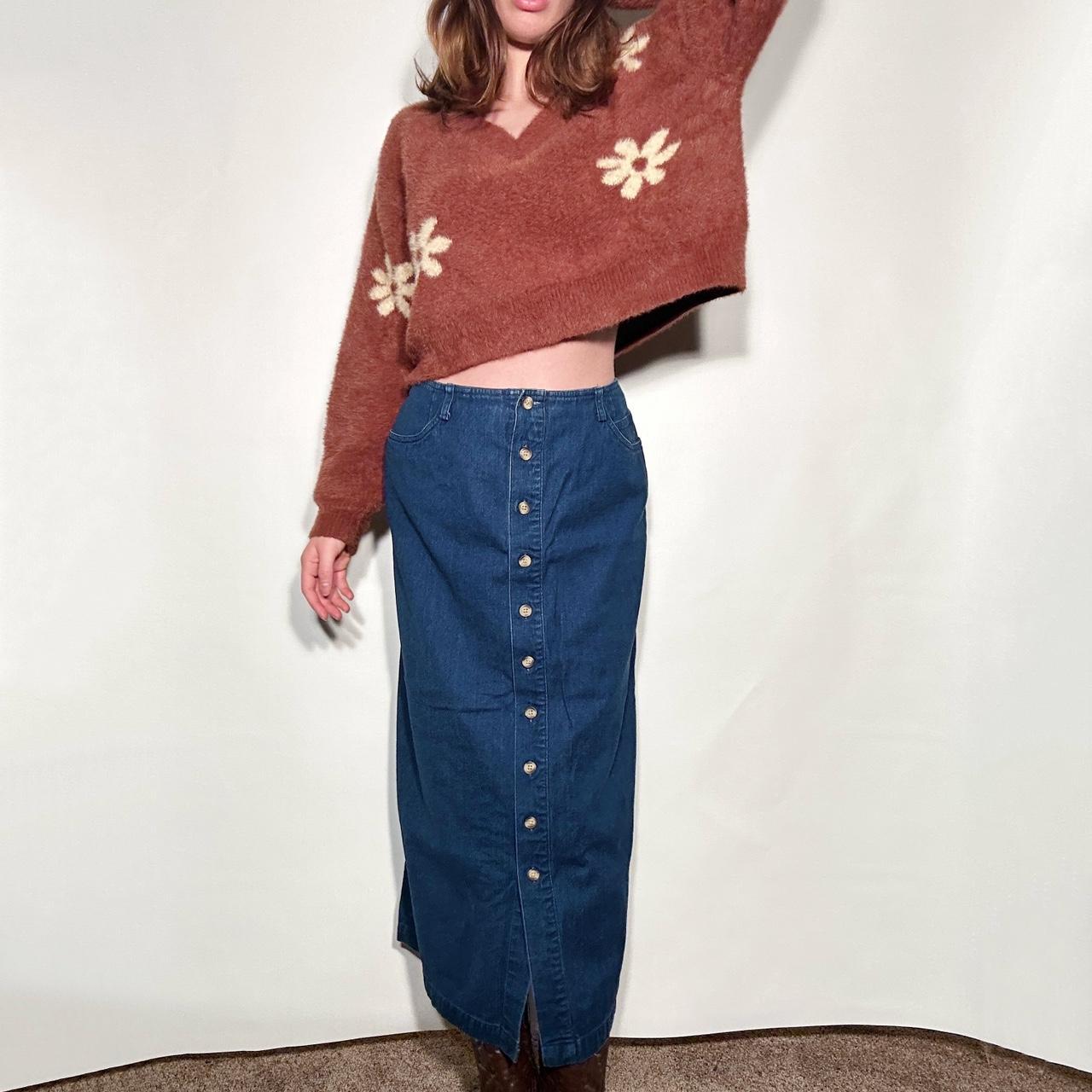 Jean Skirts Elegant SHEIN Plus High Waist Button Front Skirt, Size