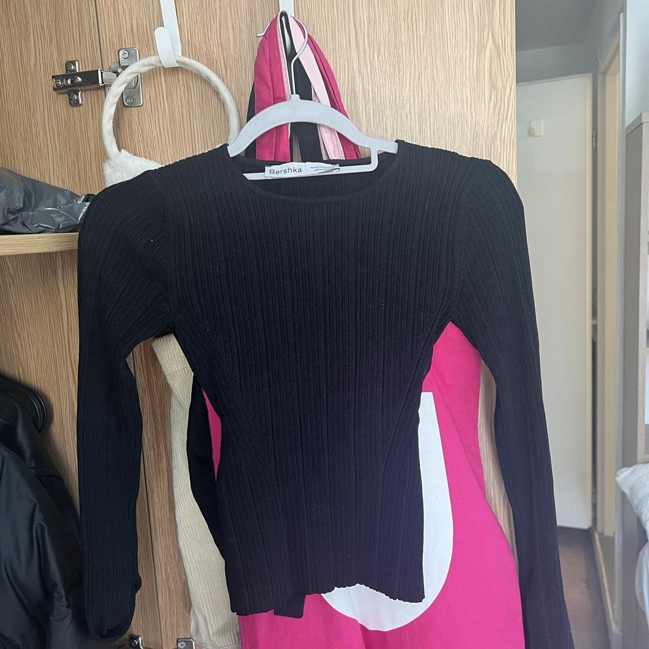 black ribbed bershka open back top free... Depop