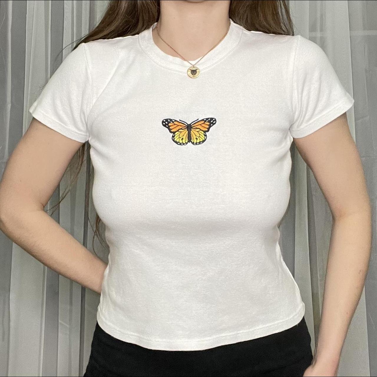 Brandy Melville butterfly patch tee Tag is marked... Depop