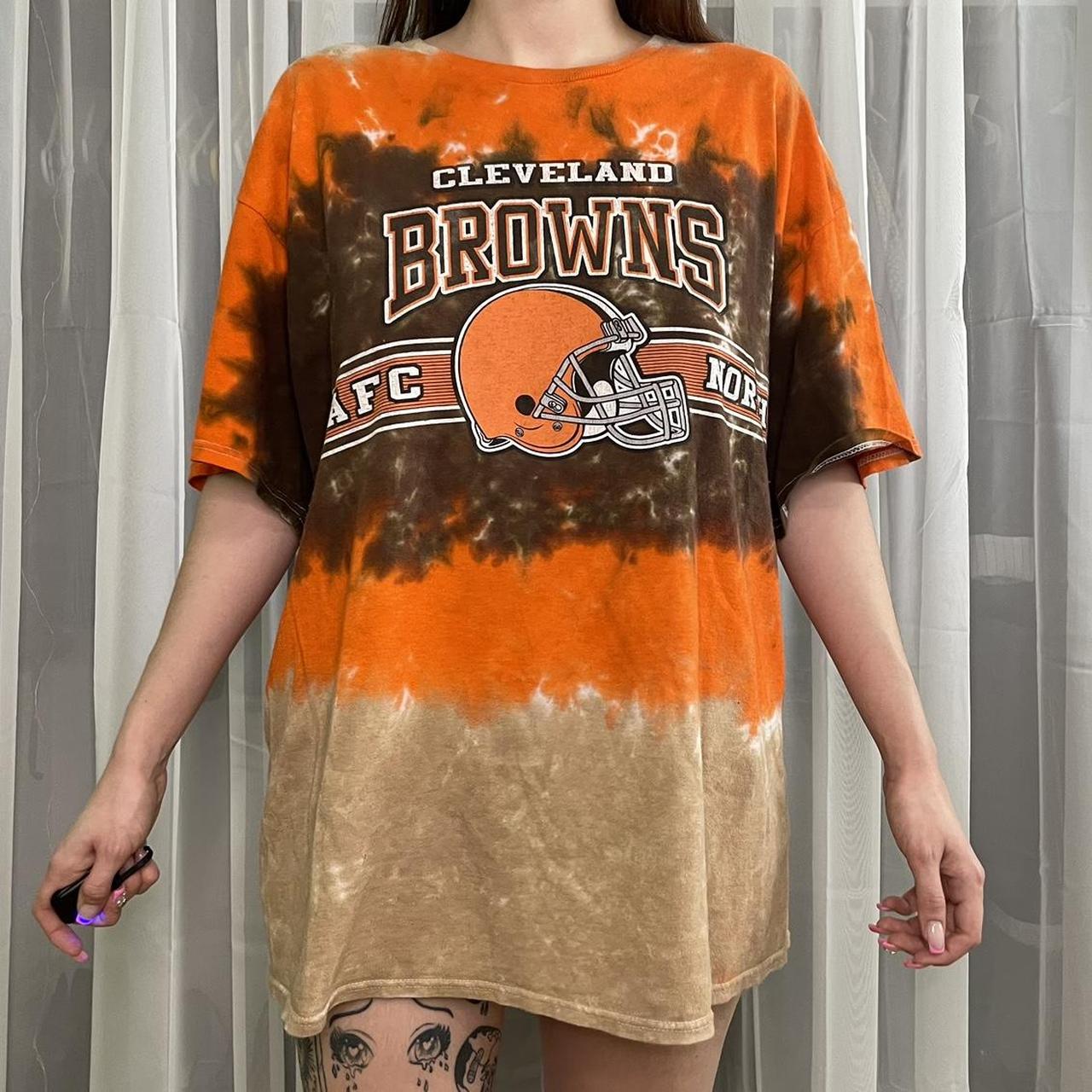 Men's Majestic Brown Cleveland Browns V Tie-Dye T-Shirt