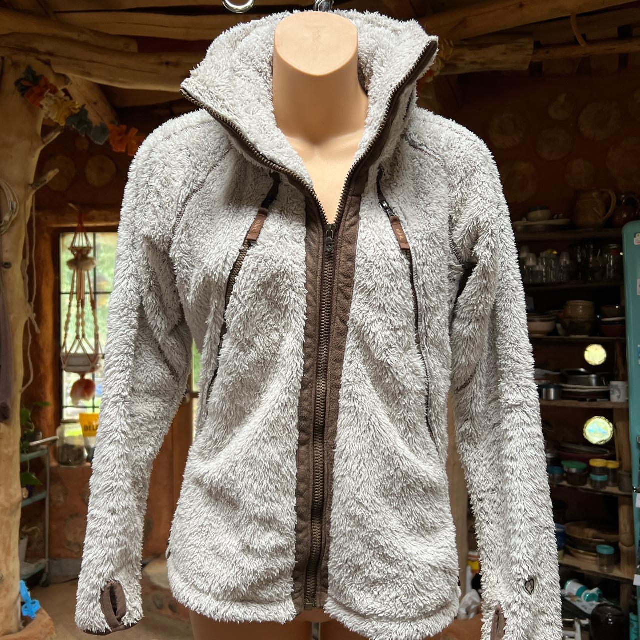 KUHL Flight Jacket Stone Italian Fleece hooded full zip luxury