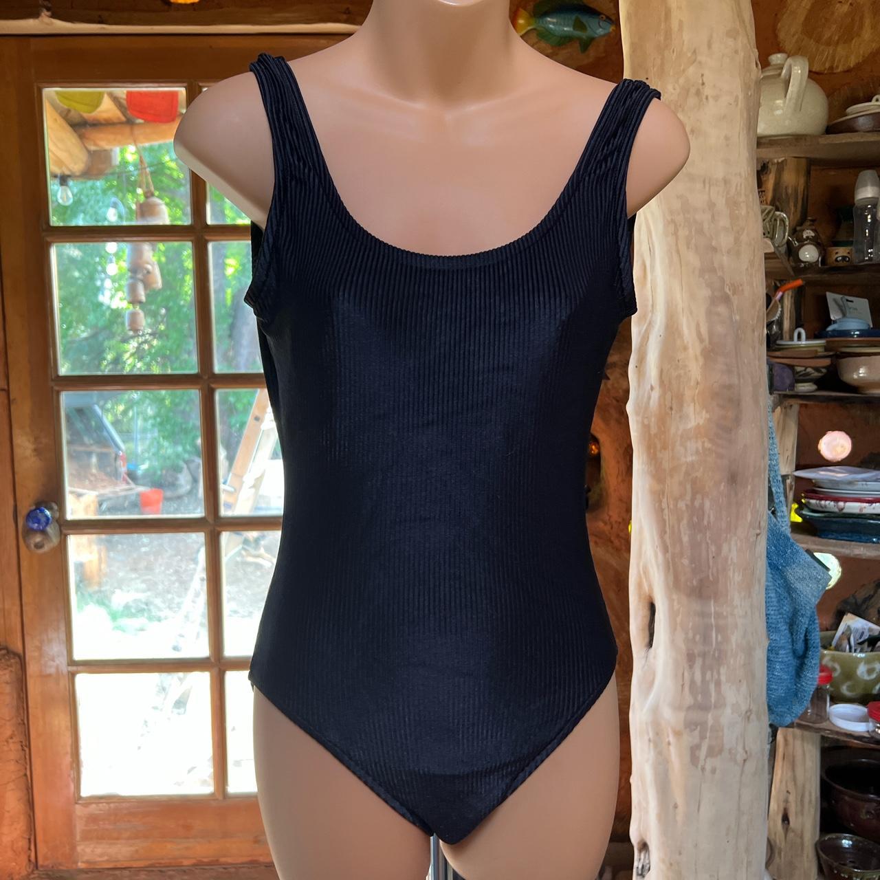 Vintage Black Ribbed One Piece Brand Is White Depop