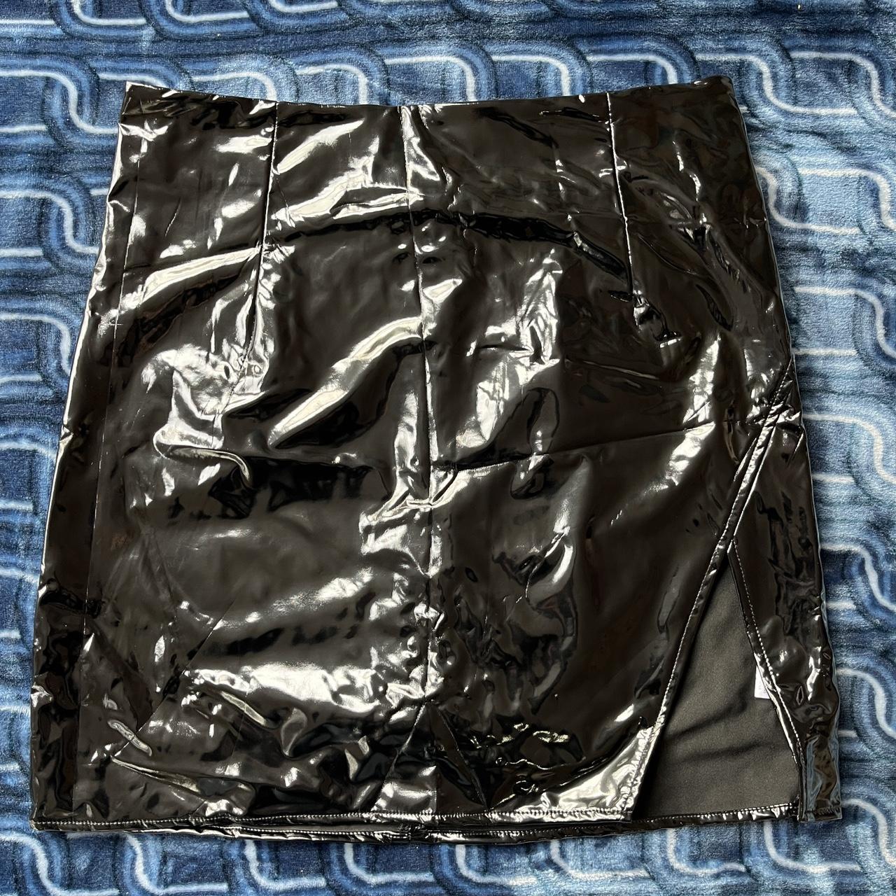Faux patent leather skirt ⛓️🔗⛓️ Waist: 14.5” Length:... - Depop