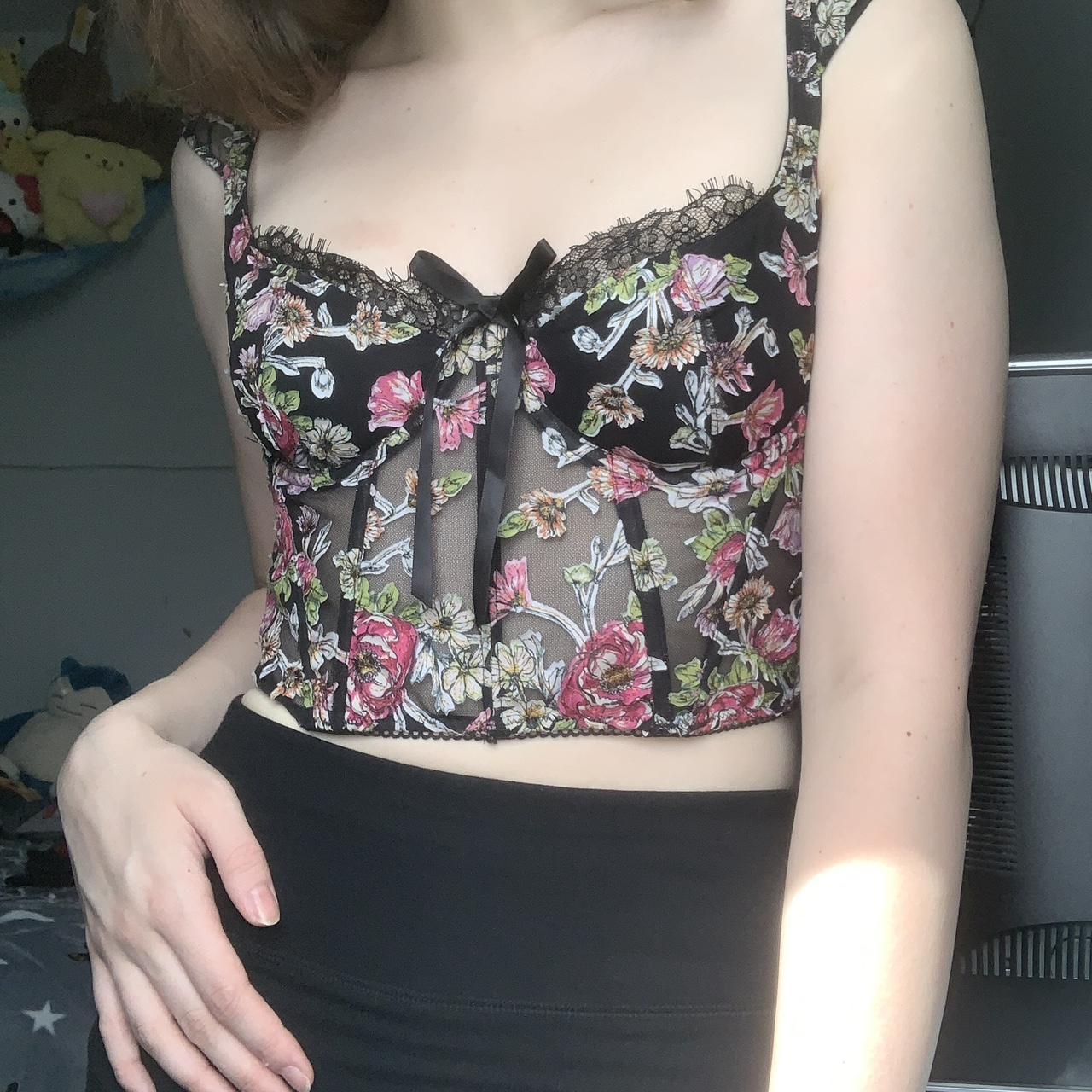 victoria's secret floral bustier corset top - Depop