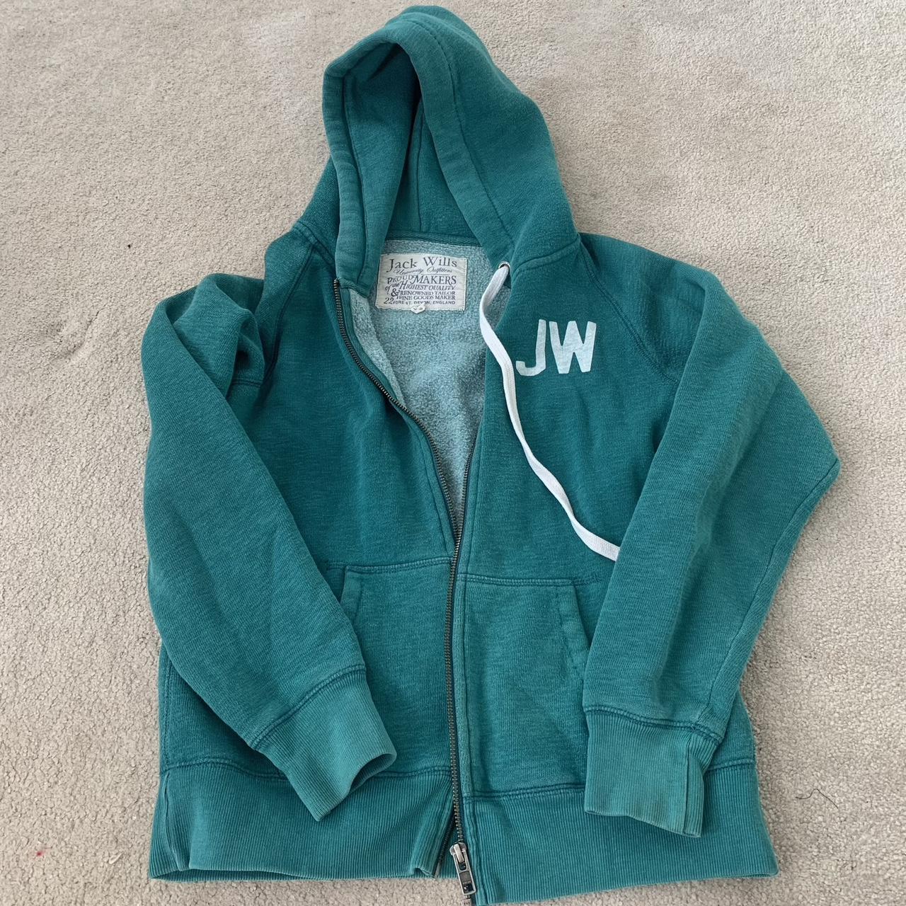 Jack Wills Womens Blue Hoodie Jack Wills Turquoise Zip Up Hoodie, Size