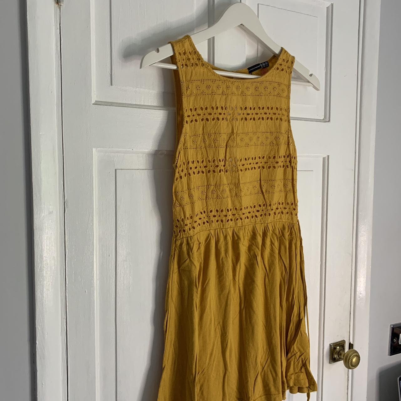Women's Yellow and Tan Dress Depop