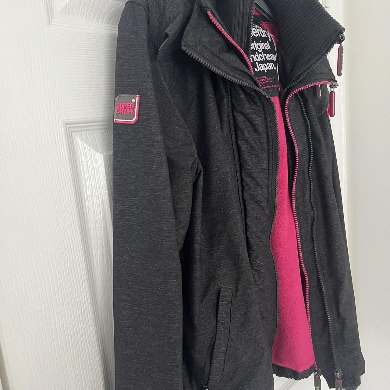 Superdry windcheater (windbreaker) pink and grey... - Depop