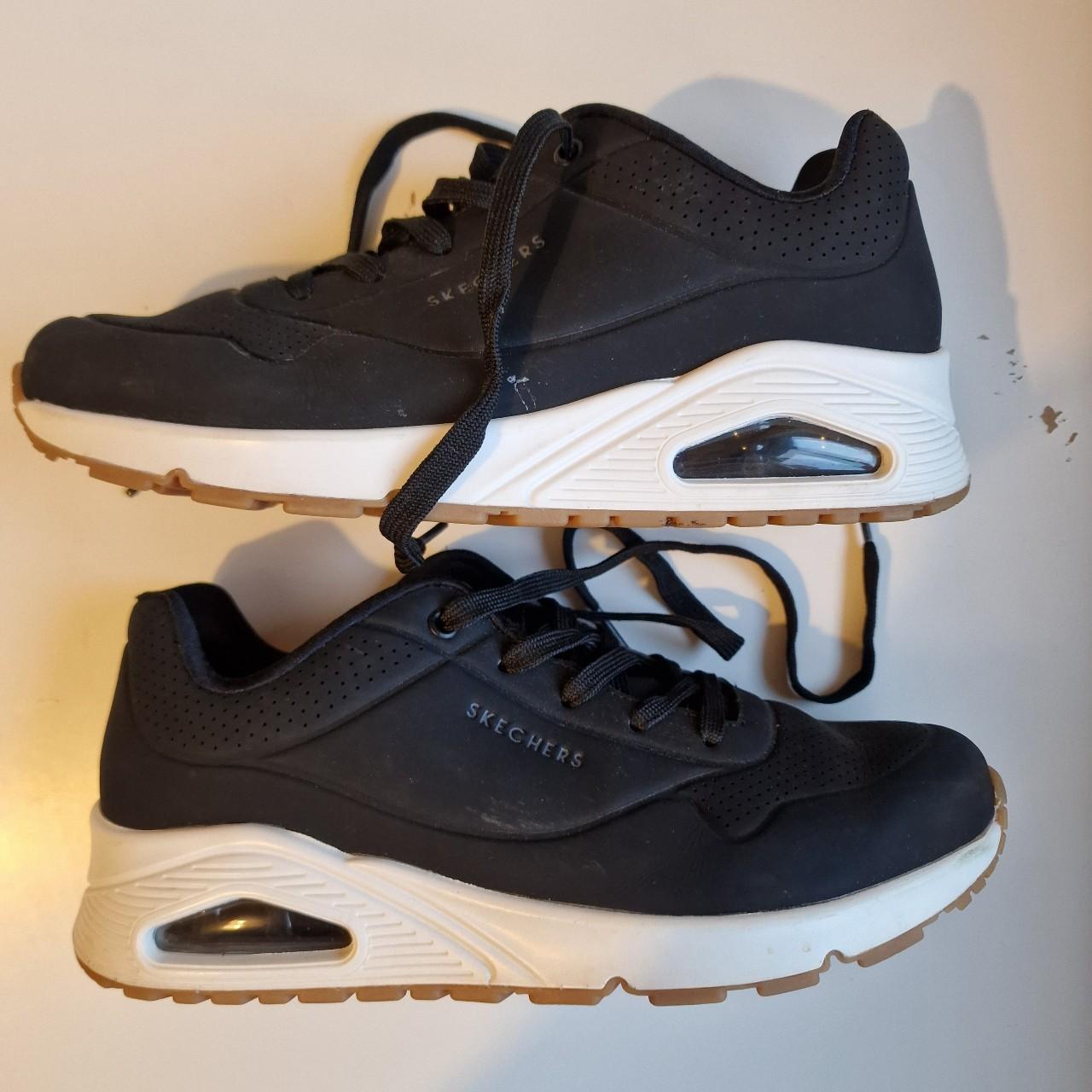 skechers uno trainers ladies black