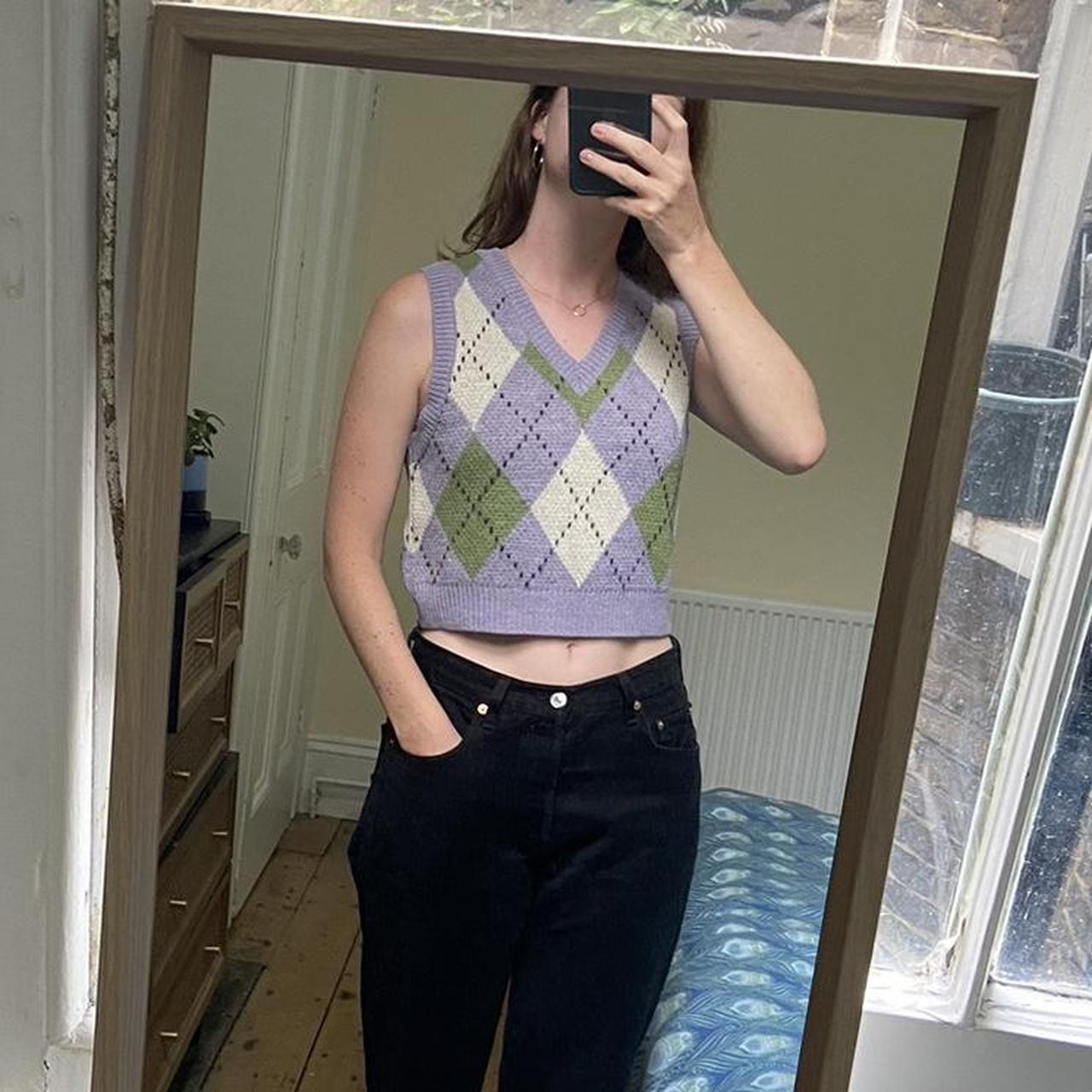 Urban outfitters purple/white/green argyle