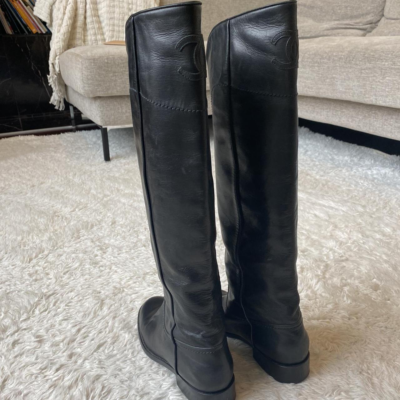 Beautiful classic Chanel knee high boots in black... - Depop