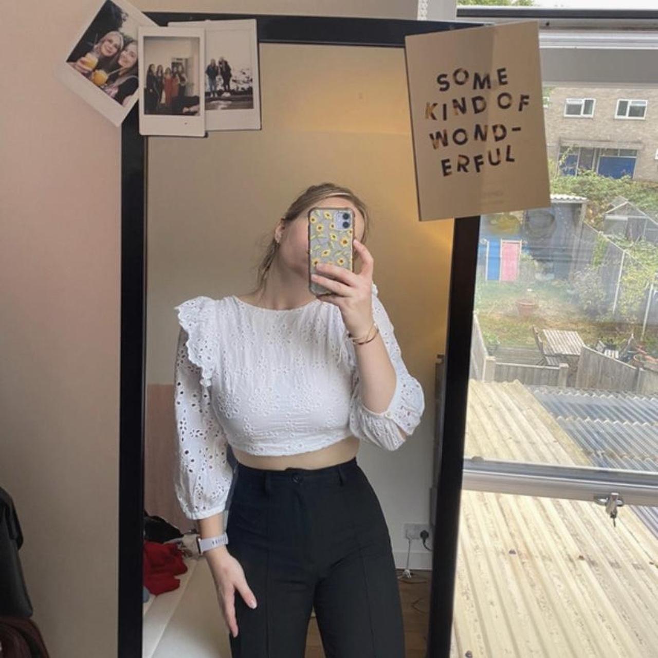 FREE SHIPPING Zara broderie Anglaise white frill... Depop