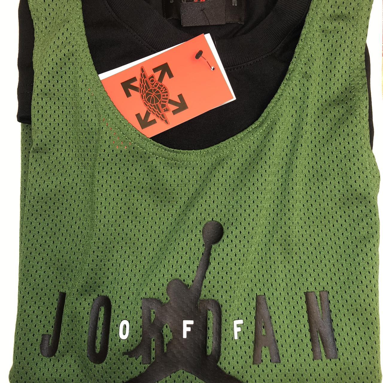 Jordan x off white basket top Green/black Depop