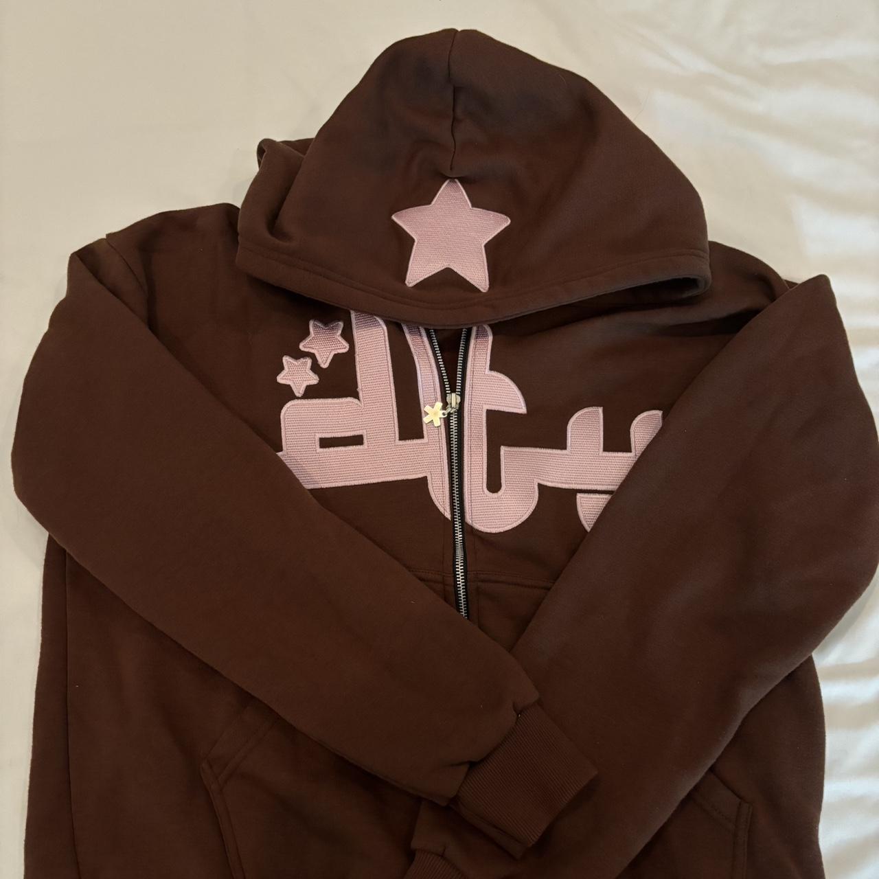 Divide the Youth 🫶🏻 Brown and pink zip up Large... - Depop