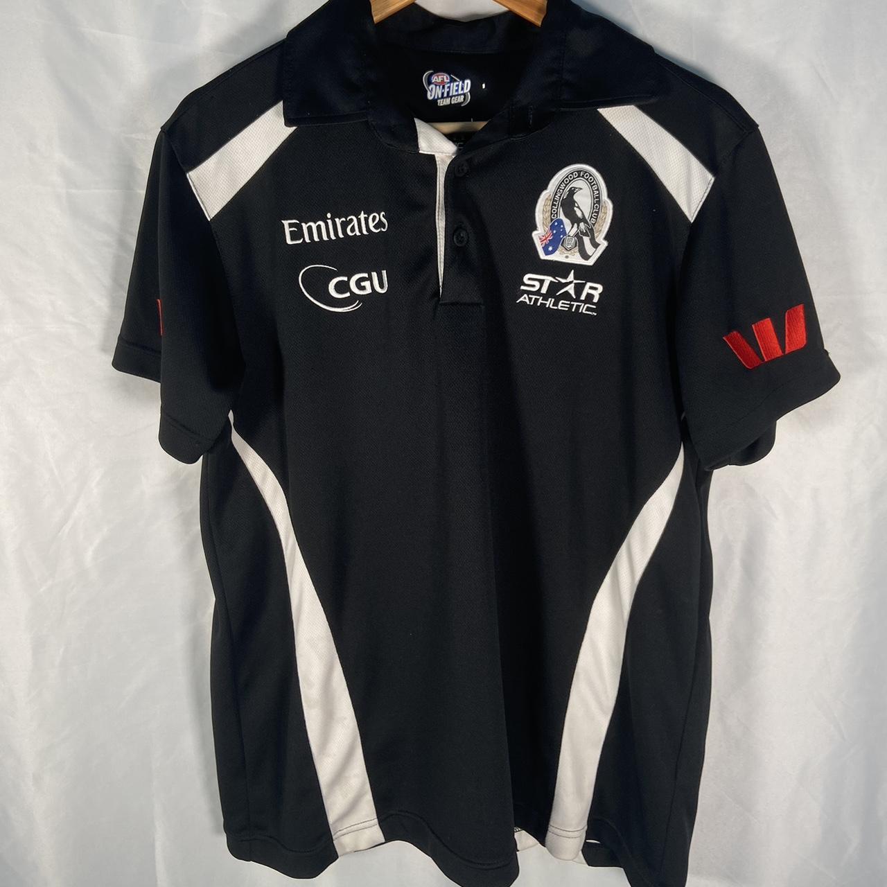 Collingwood Magpies AFL polo shirt Black and white... - Depop