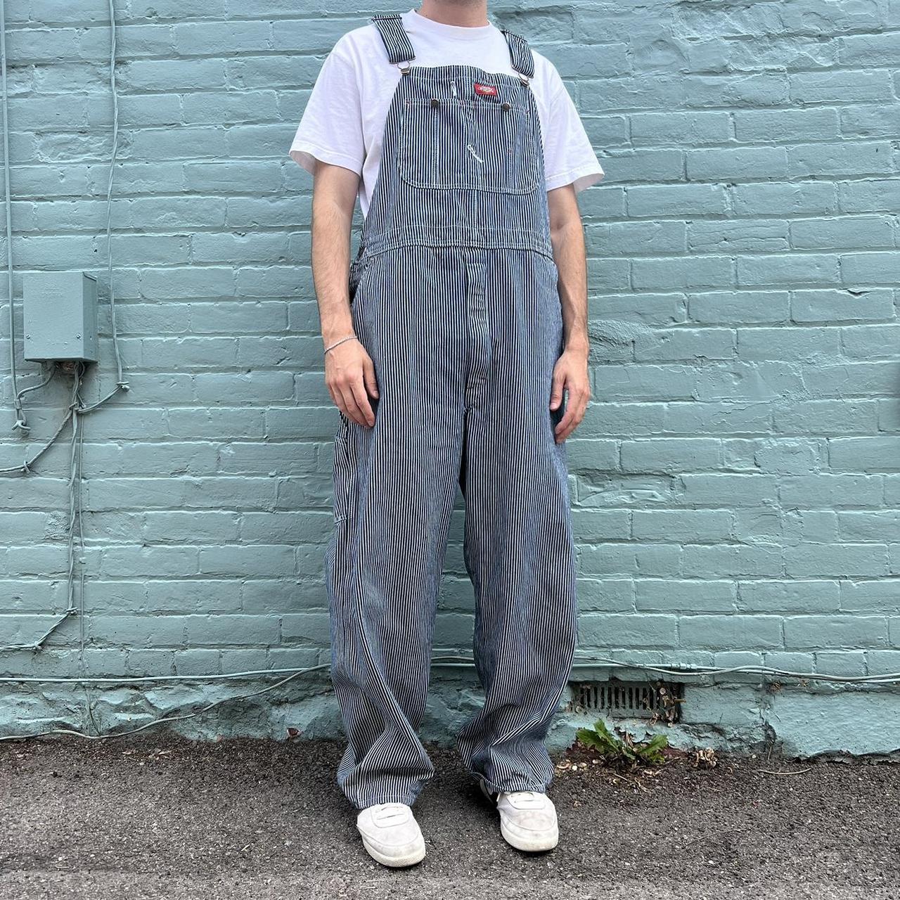 Dickies Men's Navy and White Dungarees-overalls | Depop