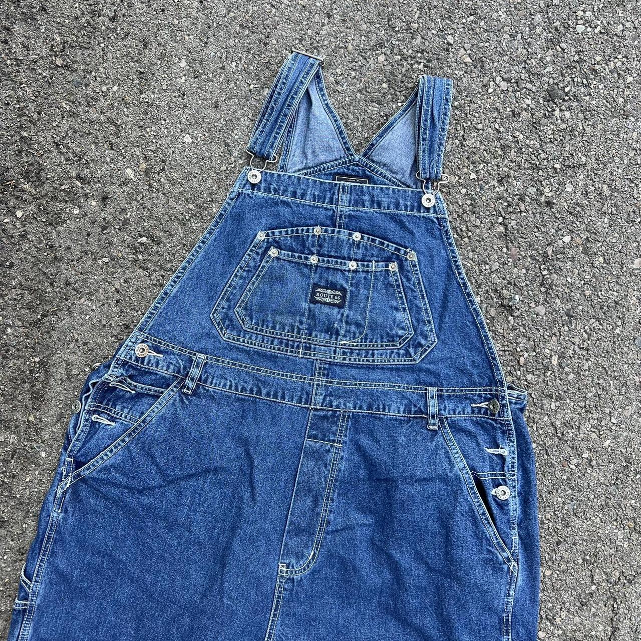 Route 66 Women's Navy and Blue Dungarees-overalls | Depop