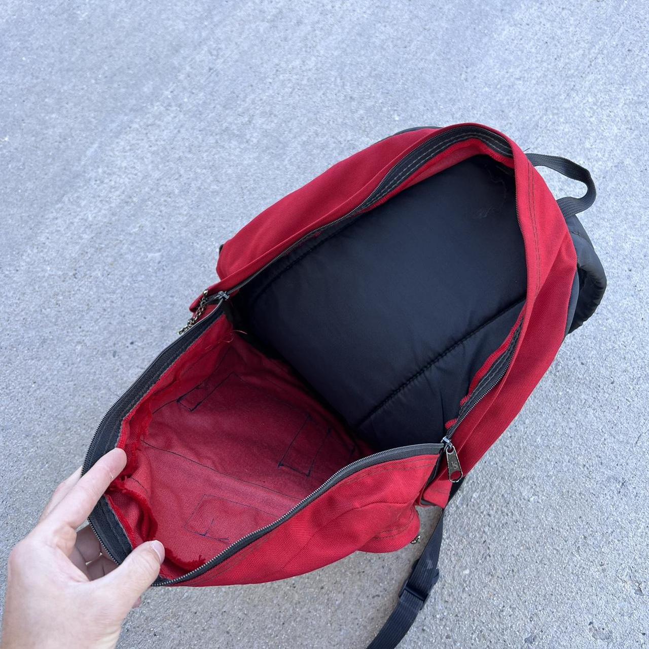 Vintage 90s Jansport Leather Bottom Backpack Day Pack offers Made In USA Red