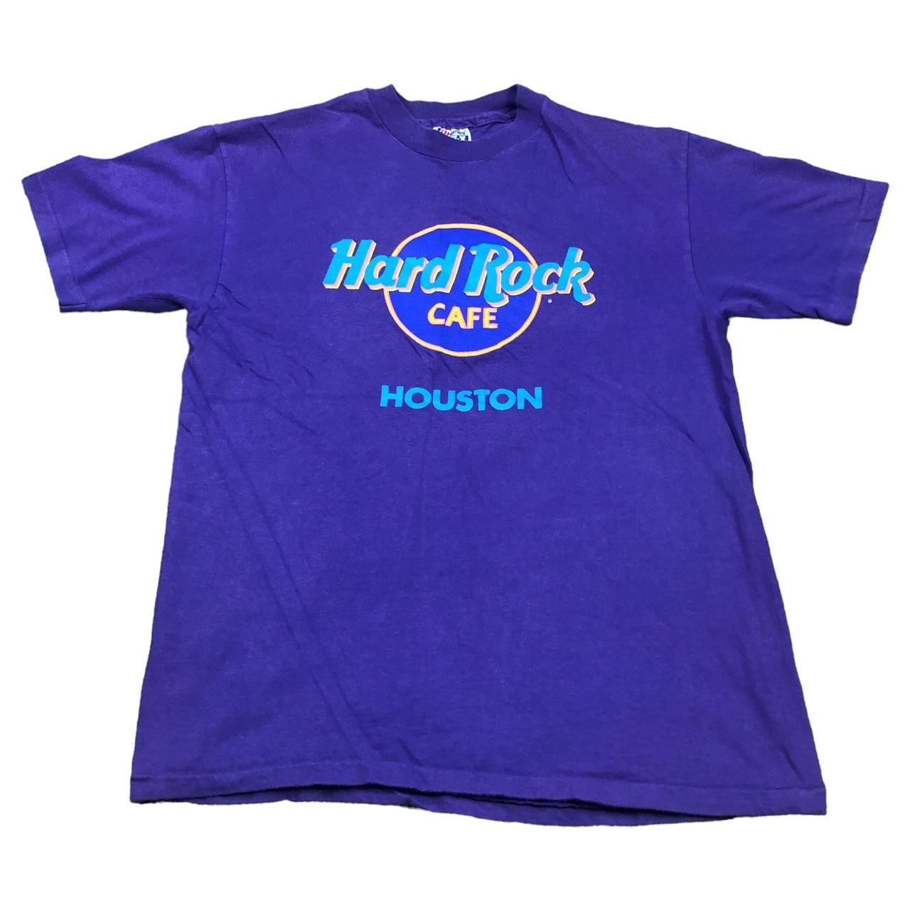 Vintage 90s Hanes Hard Rock Cafe Houston Purple... - Depop