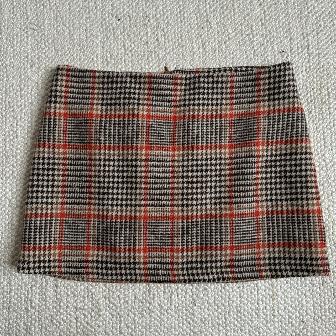 brandy melville houndstooth skirt orange brown and. Depop