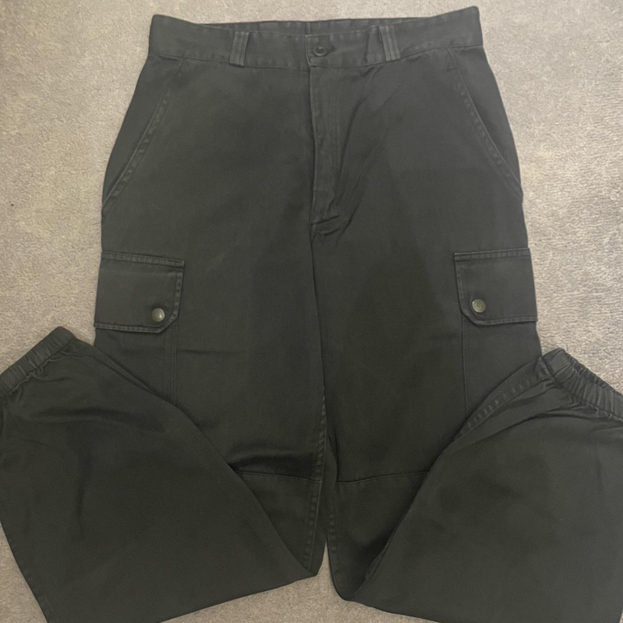 Primark Black Cargo Trousers with Cuffs No label... Depop