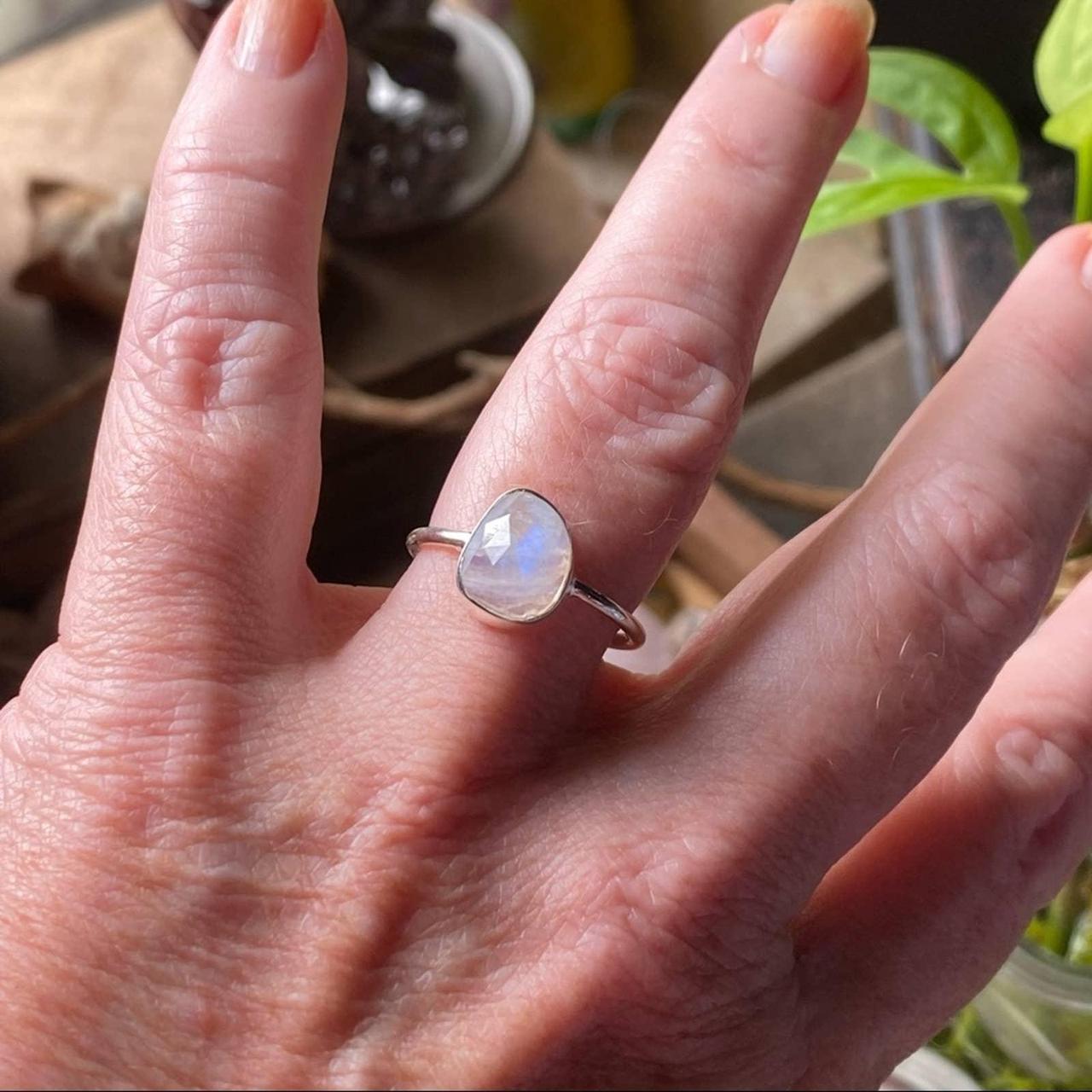 Faceted hot sale moonstone ring