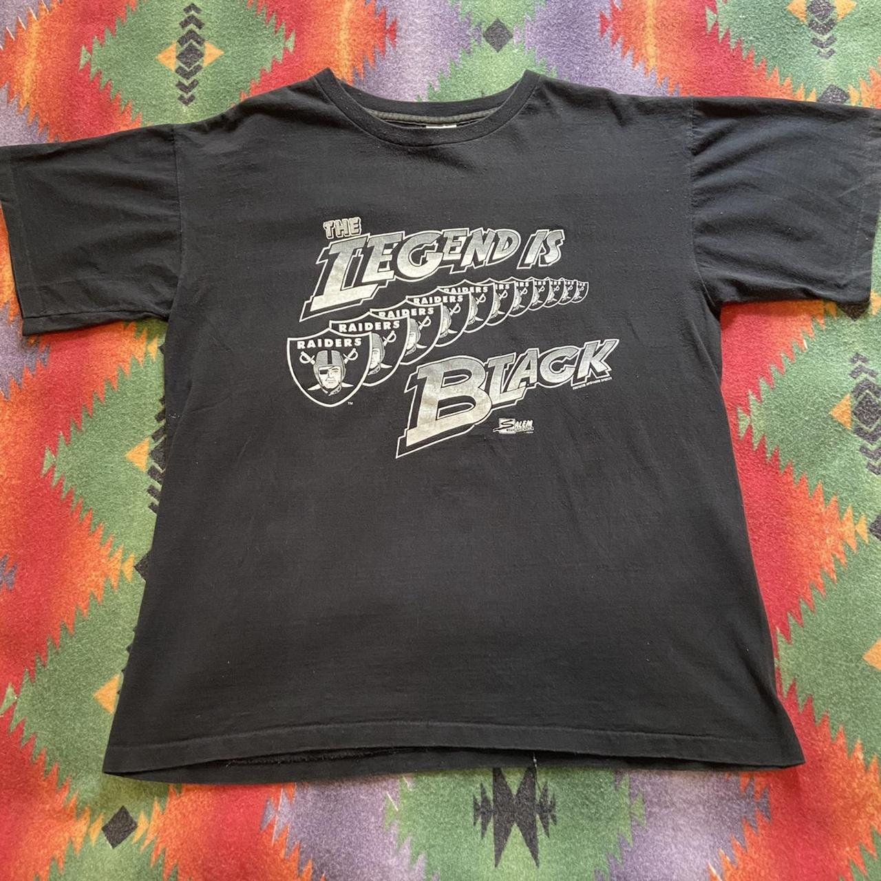 Vintage Oakland Raiders T Shirt Sliver & Black - Depop