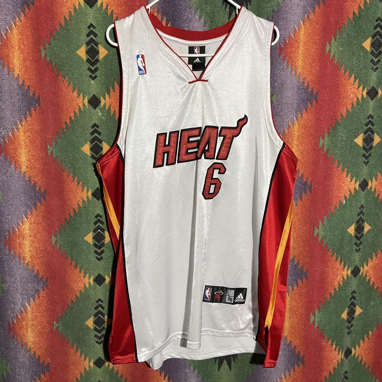 Lebron James Addidas NBA Miami Heat Jersey # 6 Black /Red | Men's Size 52