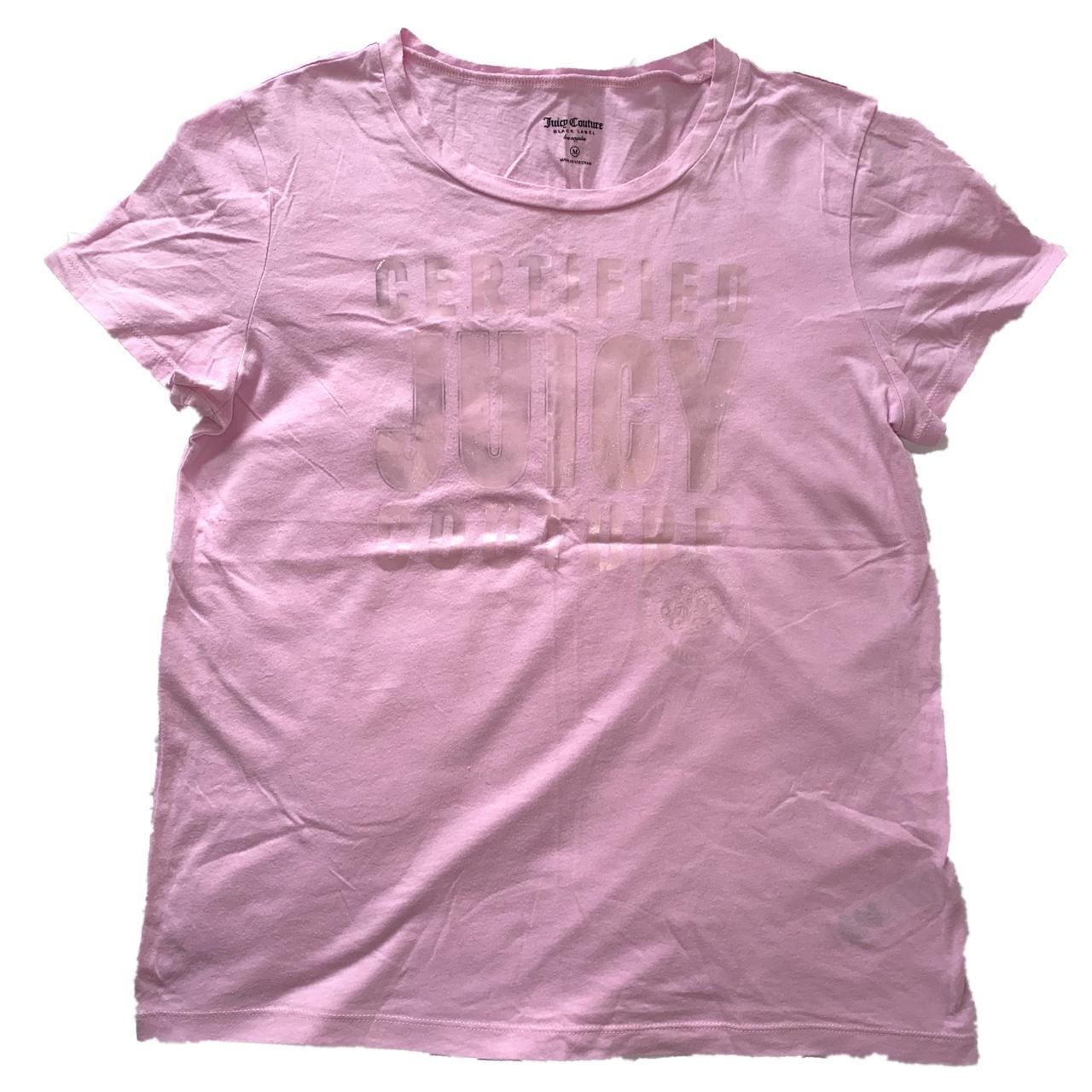 Juicy Couture pink t-shirt with faded metallic... - Depop