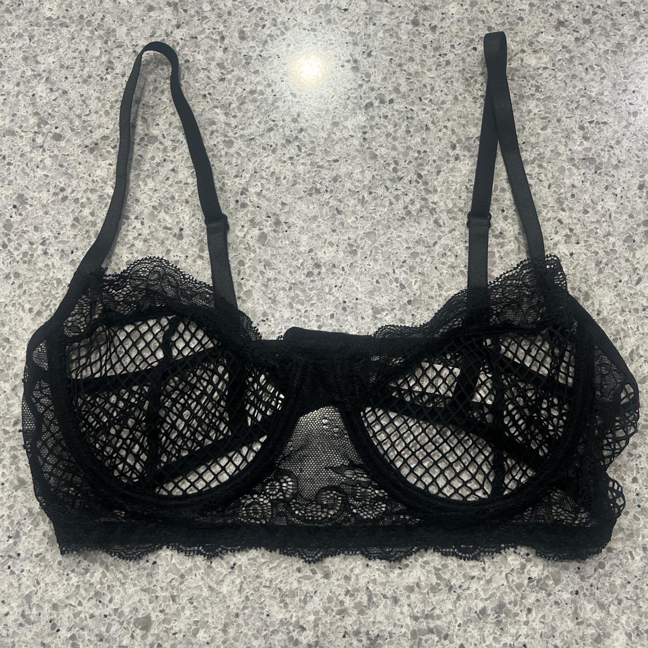 🤍 Black rhinestone fishnet set 😍bra and cycling - Depop