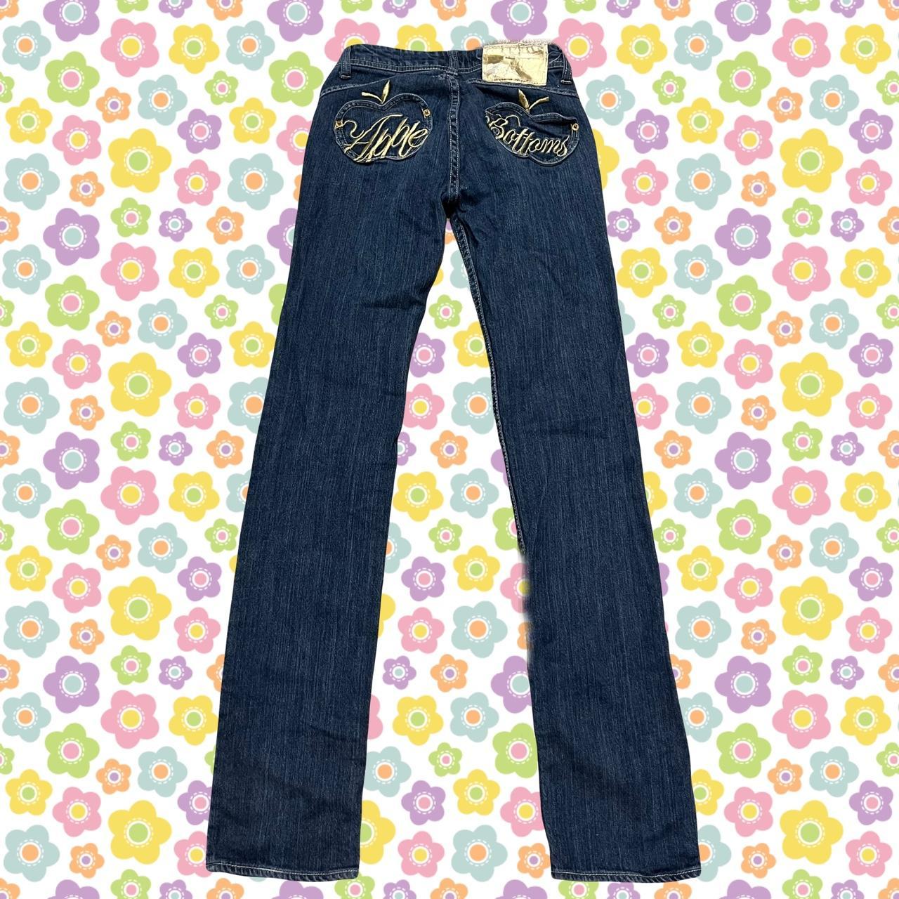 Cute blue apple jeans with embroidered back pockets... Depop