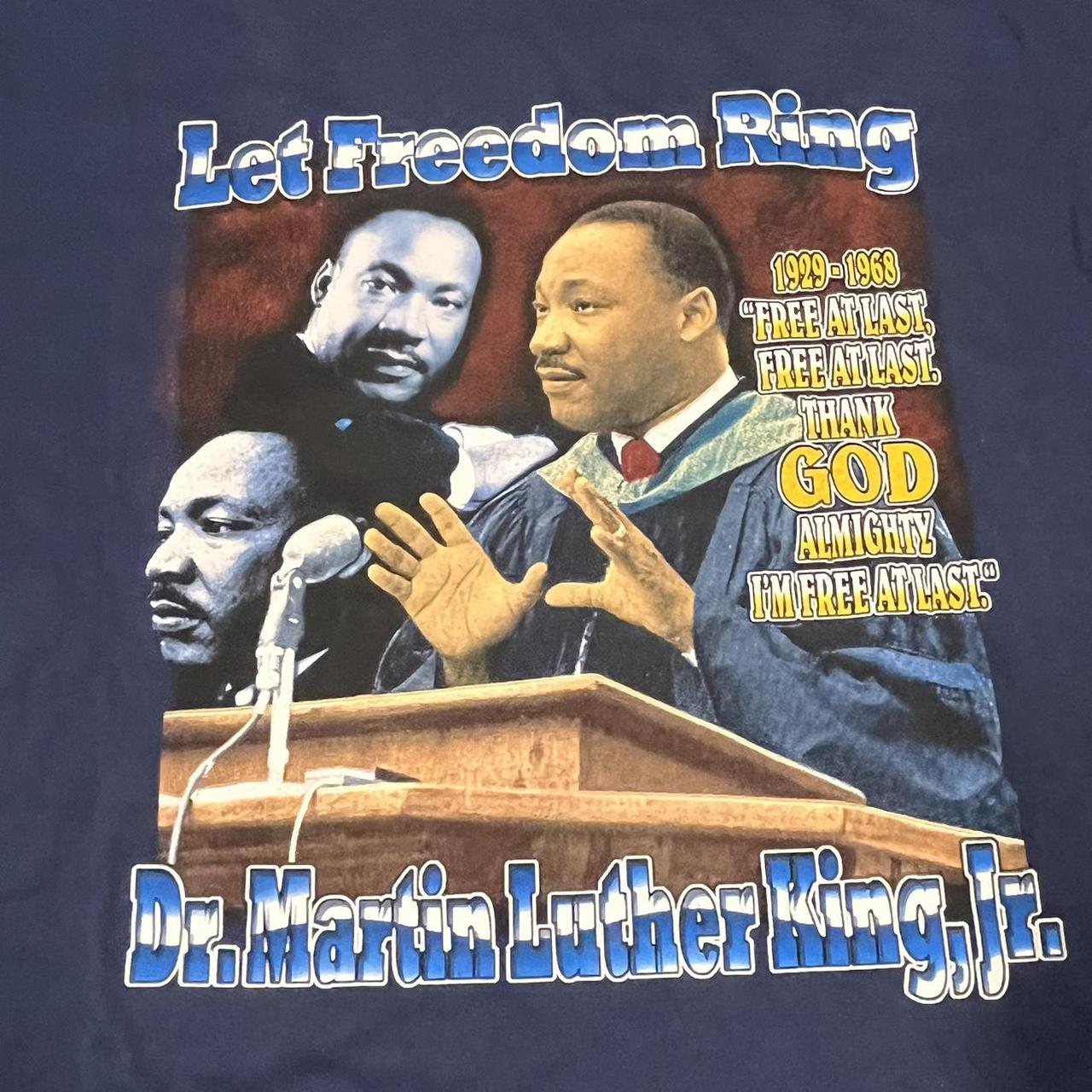 Navy blue Martin Luther king rap style shirt Size... Depop
