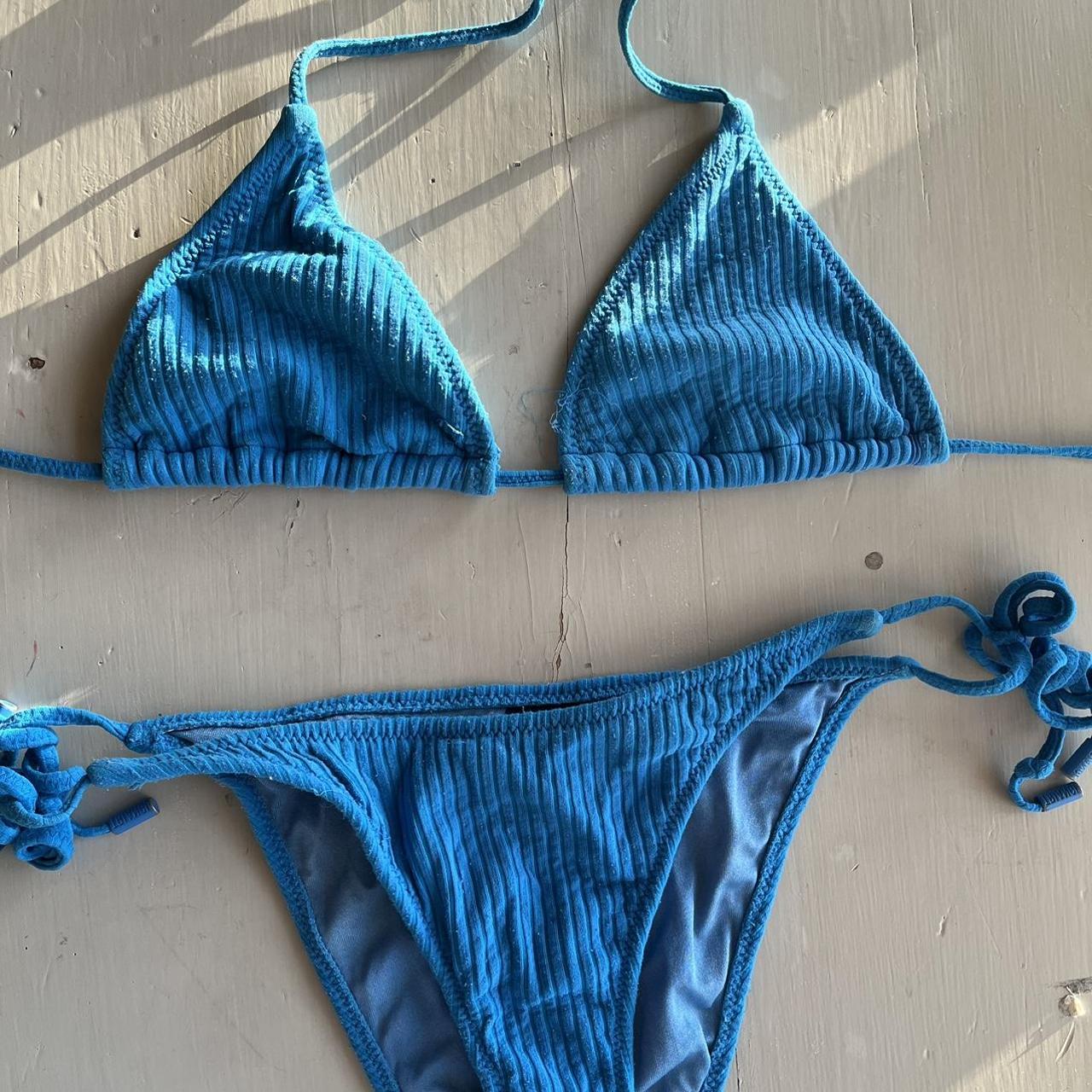 Triangl ribbed blue bikini in style... Depop