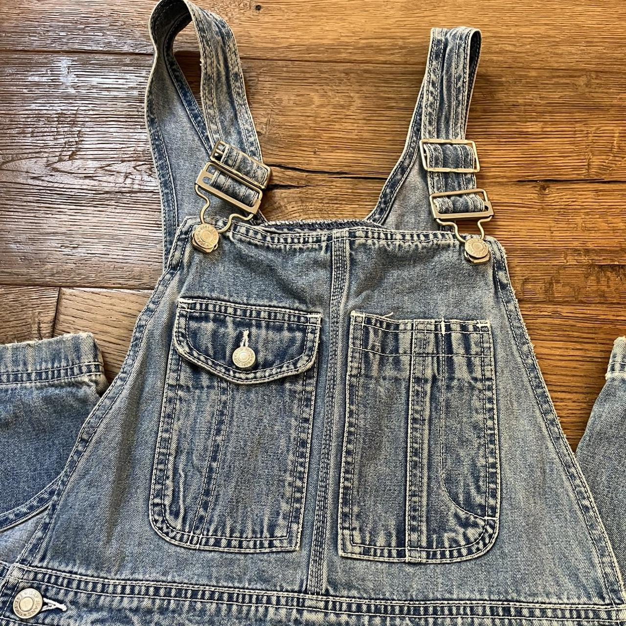 Gap overalls, marked a mens S, would best fit a... Depop