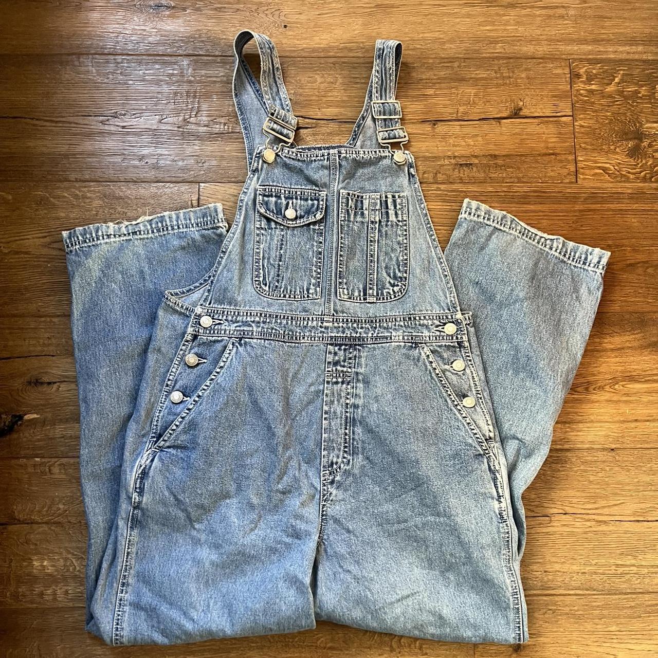 Gap overalls, marked a mens S, would best fit a... Depop