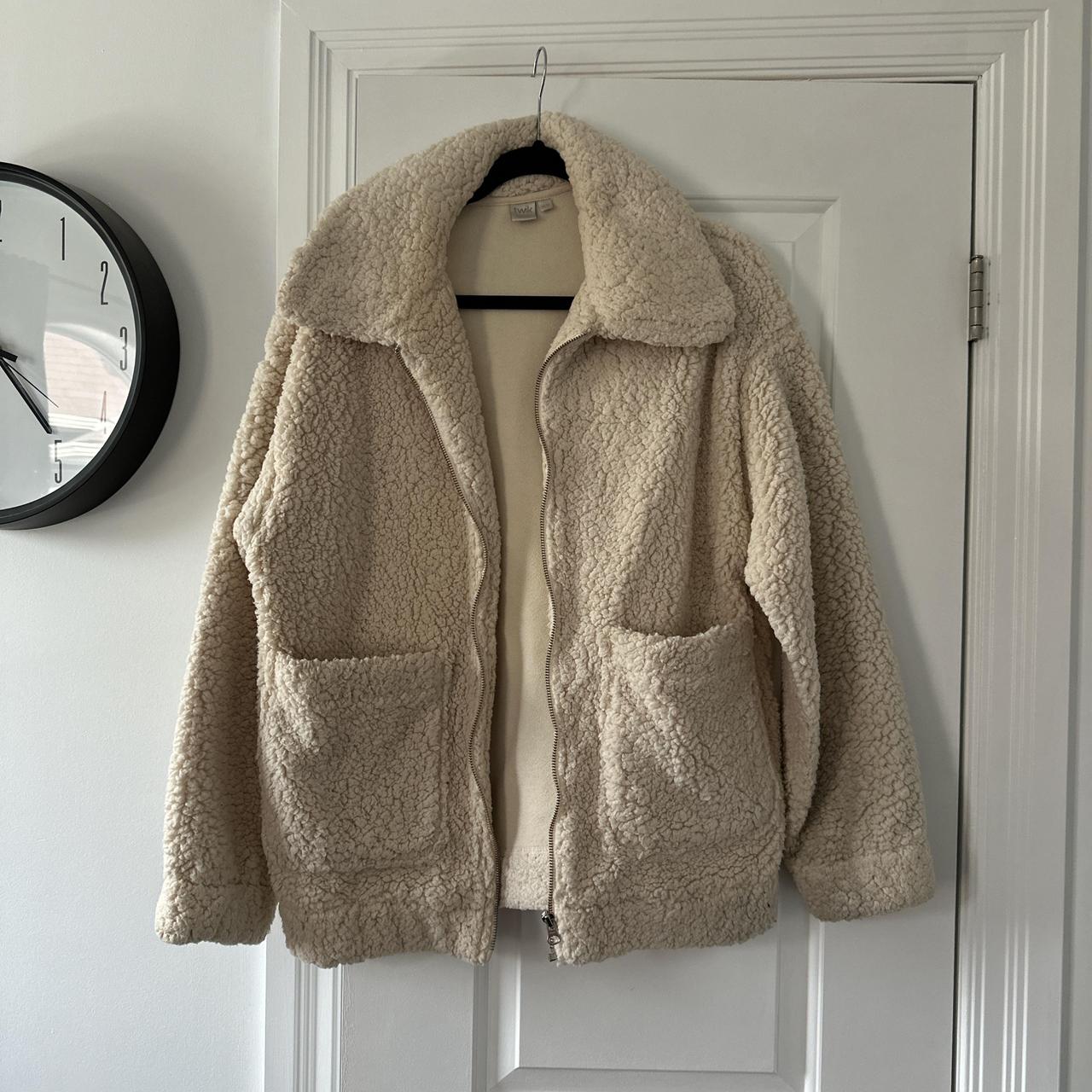 Cream and tan teddy bear coat Size M Depop