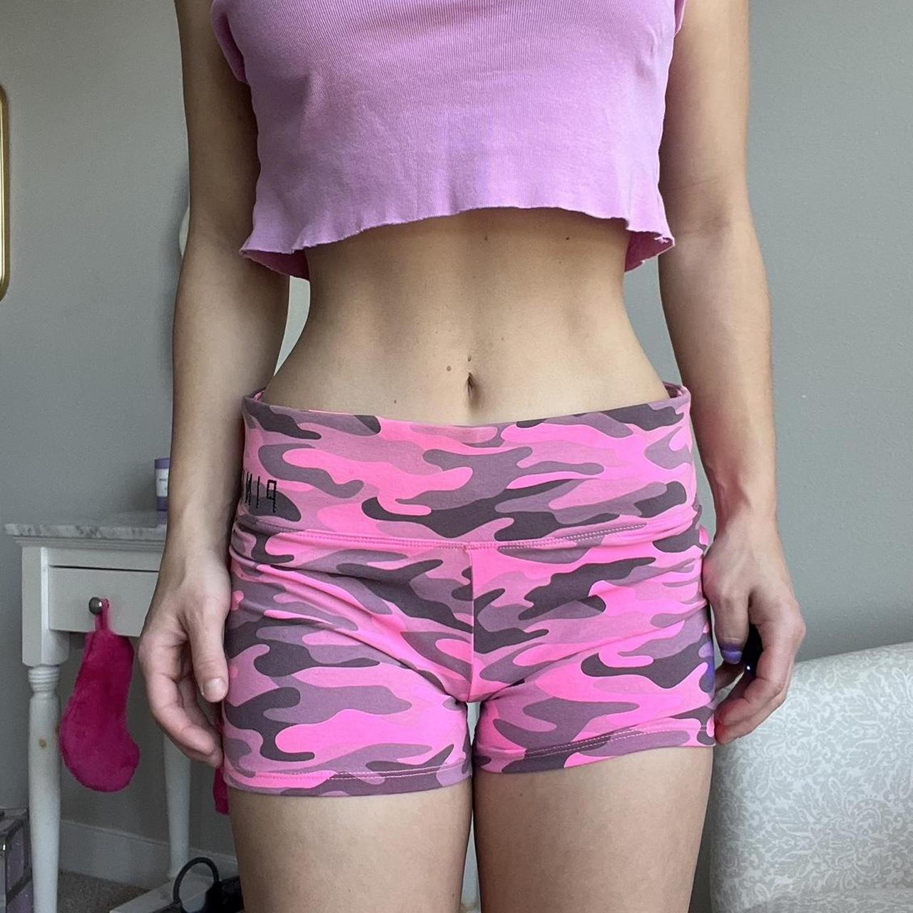 Womens pink best sale camo shorts